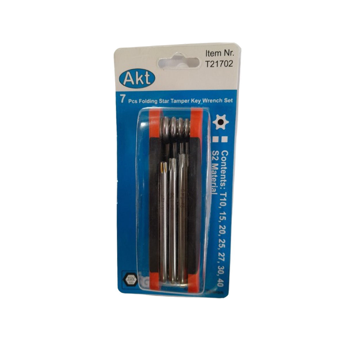 T21702 آچار آلن ستاره ای سوراخدار چاقویی (مشتی) سری 7 عددی AKT