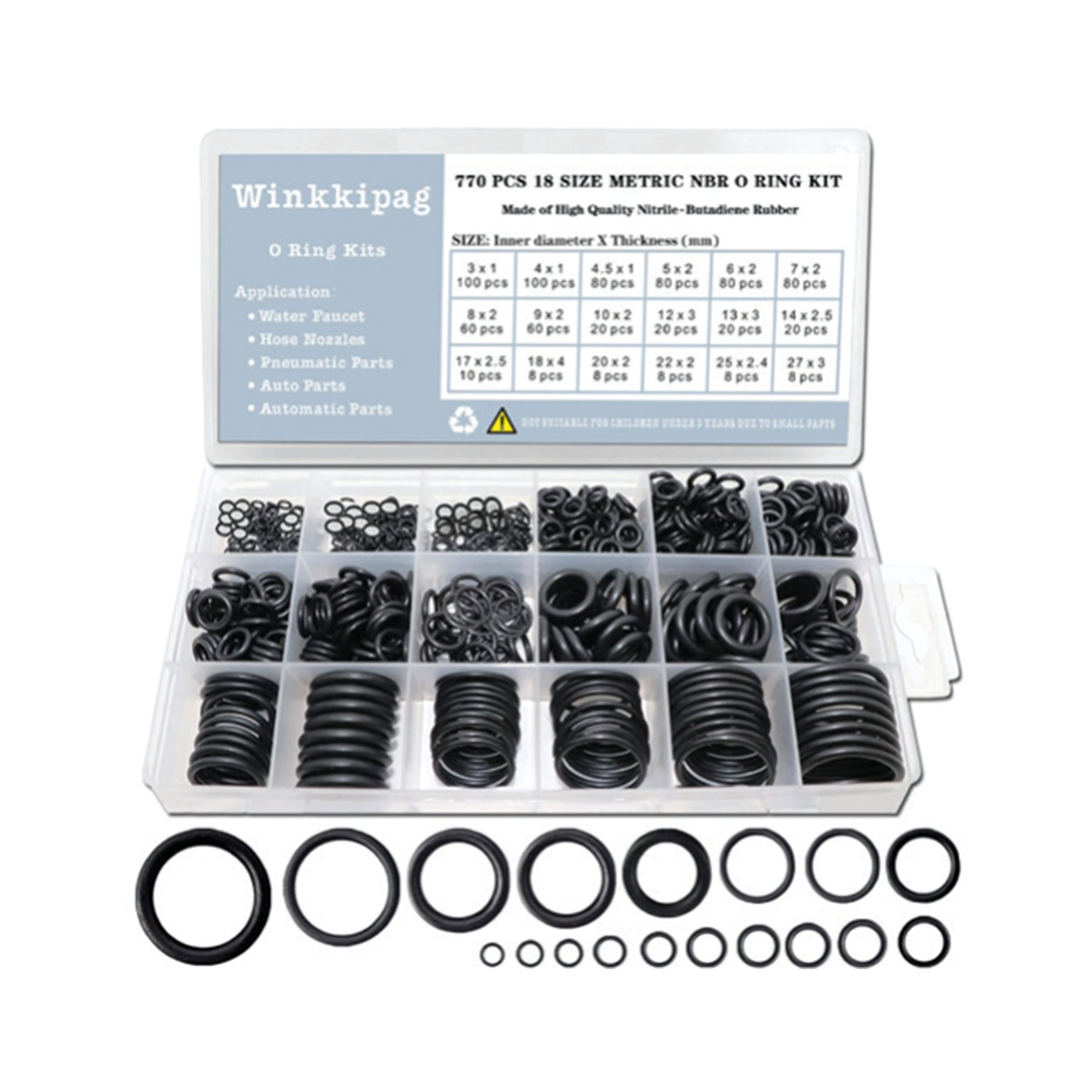 کیت 770 عددی اورینگ LK | NBR نیتریل رابر | 18 سایز مختلف (3 تا 27 میلیمتر) کیت 770 عددی اورینگ نیتریل رابر LK - ابعاد متنوع برای کاربردهای صنعتی و خودرویی