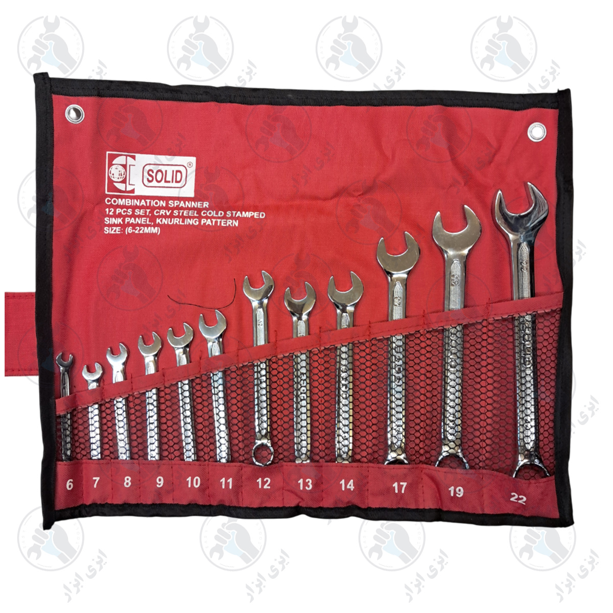 سری آچار یکسر تخت و رینگ 12 پارچه SOLID مدل D3113-6-22