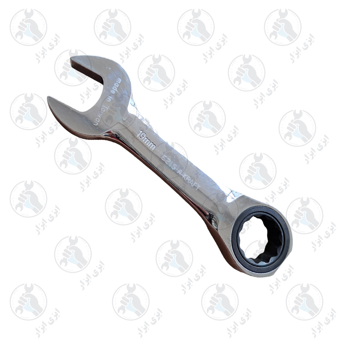 آچار یکسر تخت و یکسر رینگ جغجغه ای کوتاه A-KRAFT کد 6215